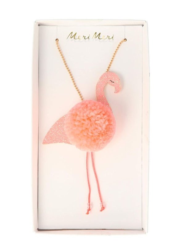 Flamingo Pompom Necklace