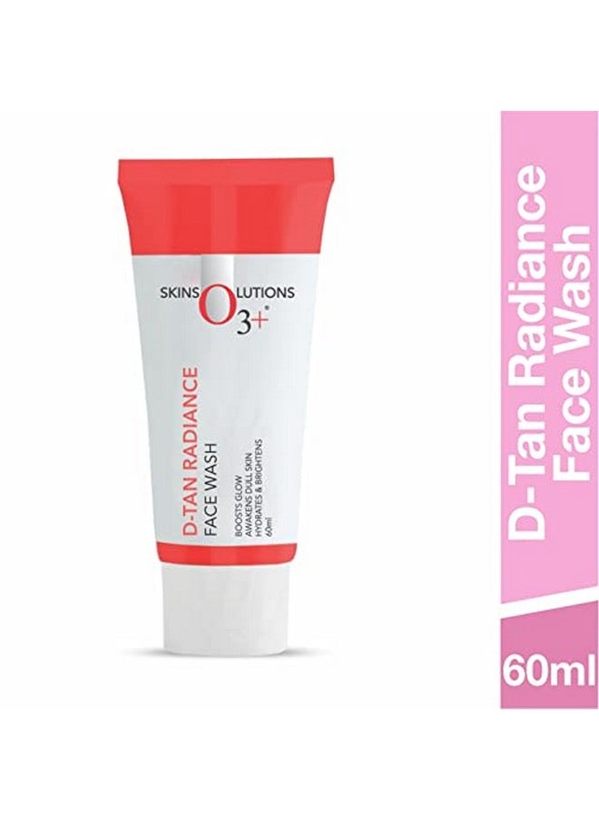 O3+ D-Tan Radiance Face Wash With Vitamin C Glowing Skin and Deep Cleanses and Unifies Skin Tone 60gm | Detan Face Wash for TAN Removal