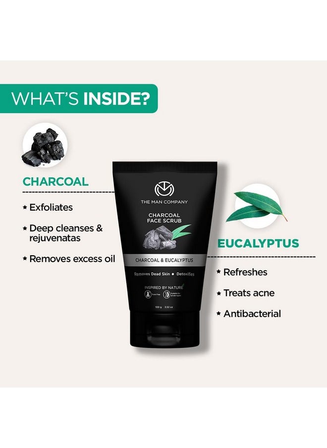 The Man Company Natural Charcoal Face Scrub with Lemongrass and Eucalyptus - 3.5 Oz. | Skin Exfoliating & Detox, Anti Acne, Blackhead removing Face Scrub