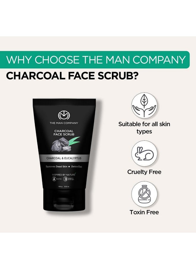 The Man Company Natural Charcoal Face Scrub with Lemongrass and Eucalyptus - 3.5 Oz. | Skin Exfoliating & Detox, Anti Acne, Blackhead removing Face Scrub