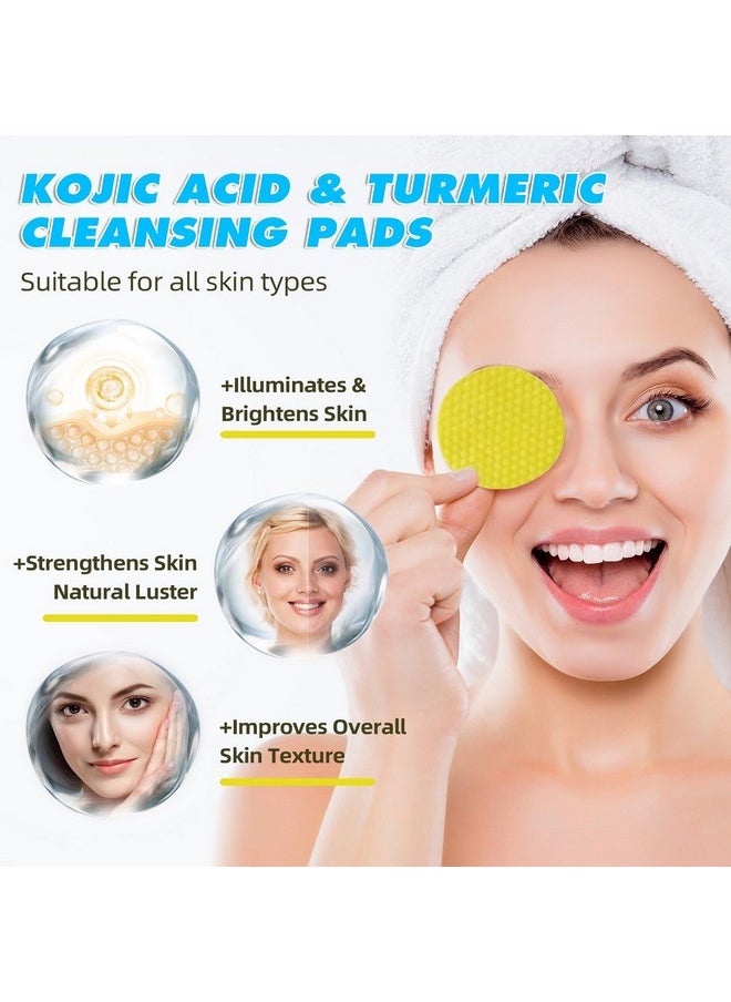 60 Pcs Kojic Acid Turmeric Cleansing Pads,Turmeric Kojic Acid Pads, for Cleansing and Exfoliating,Turmeric Cleansing Pads for Face and Body.