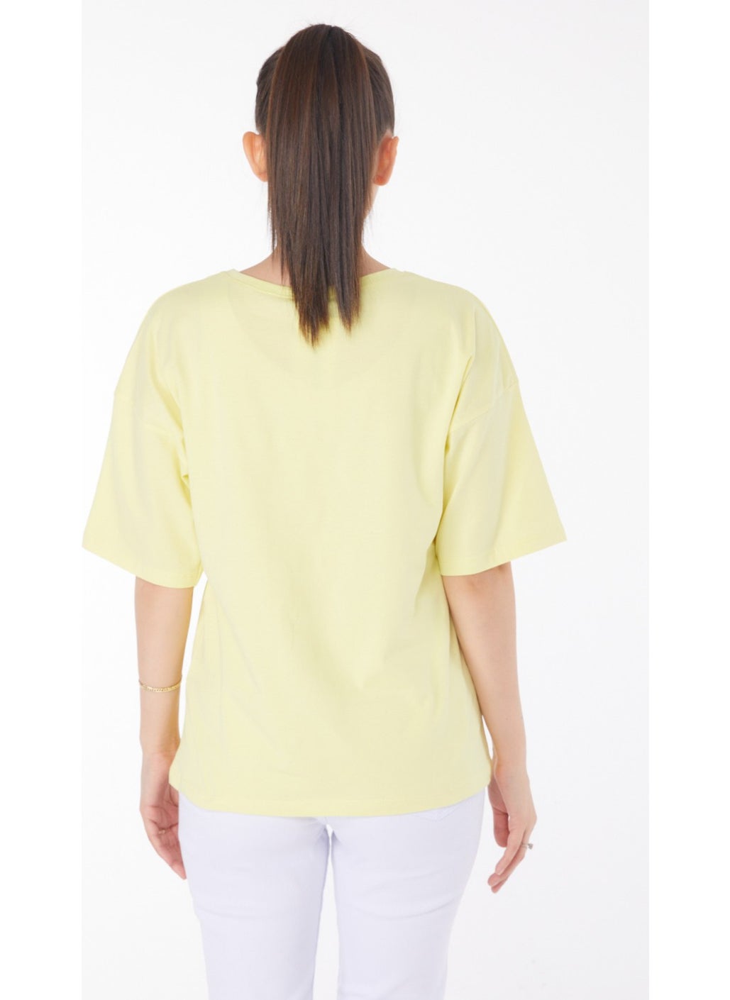 Plain Medium Women's Yellow T-Shirt - 25848