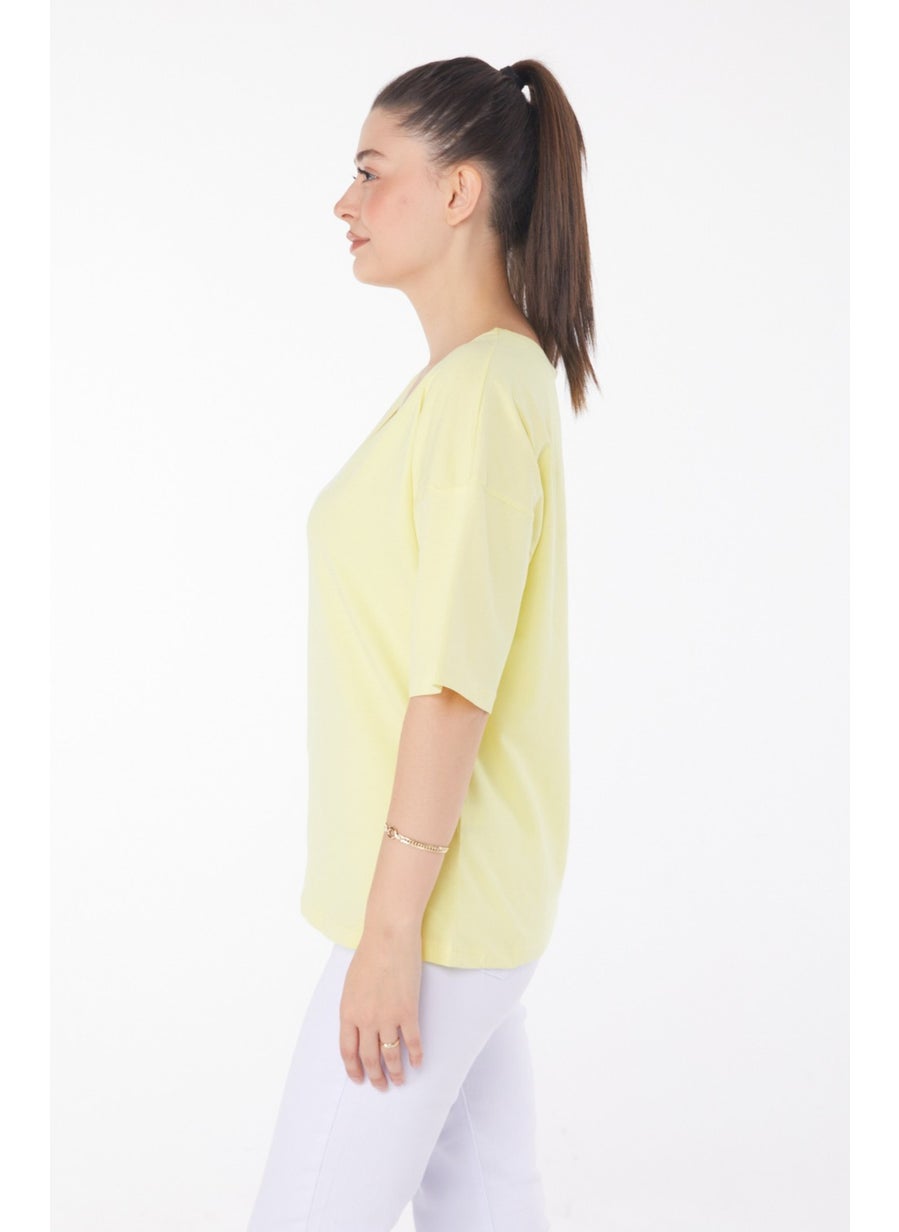 Plain Medium Women's Yellow T-Shirt - 25848