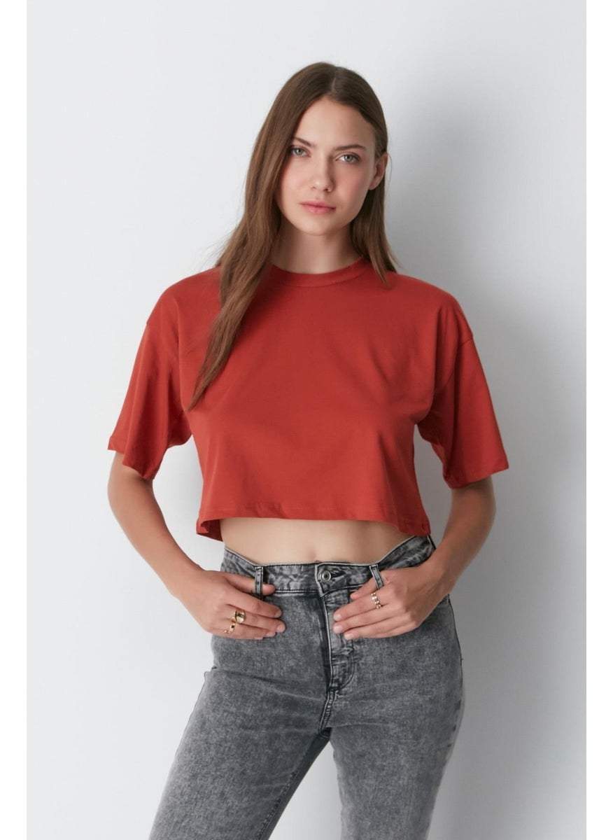 Crew Neck 2-Pack Crop T-Shirt 959 Brick/Indigo