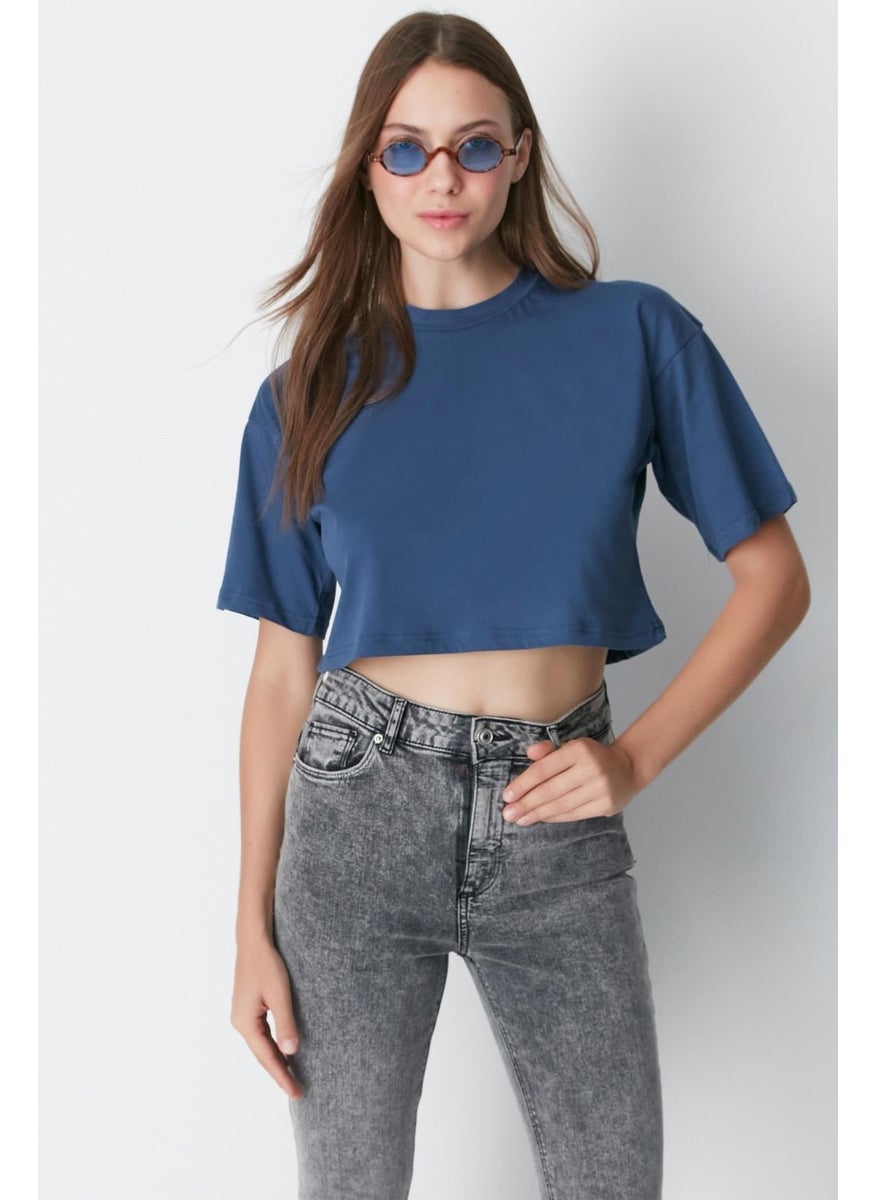 Crew Neck 2-Pack Crop T-Shirt 959 Brick/Indigo