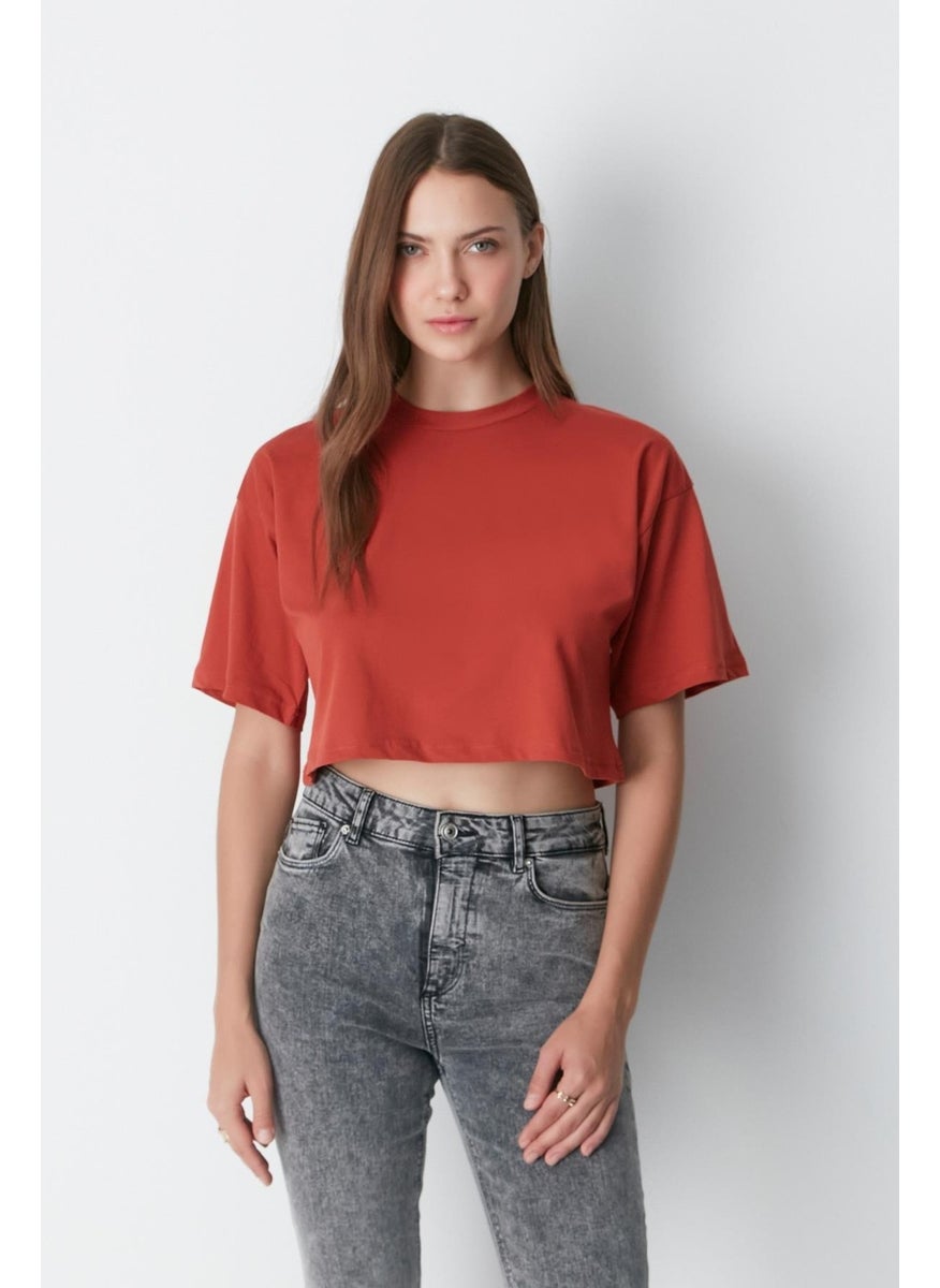 Crew Neck 2-Pack Crop T-Shirt 959 Brick/Indigo