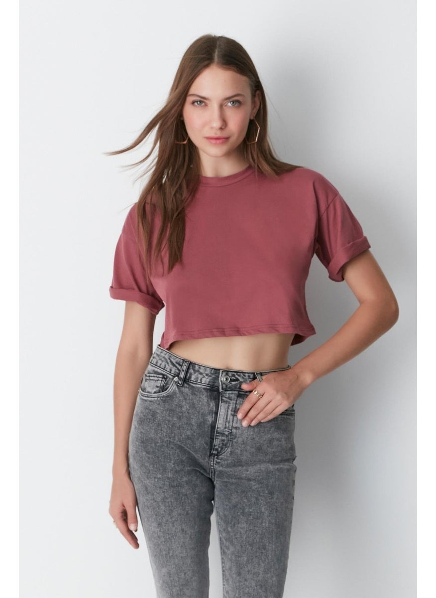 Crew Neck 2-Pack Crop T-Shirt 959 Almond/Dry Rose