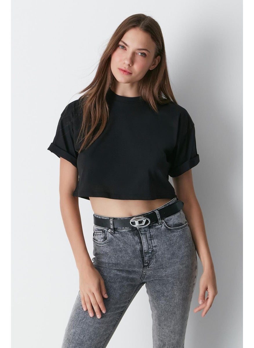 Crew Neck 2-Pack Crop T-Shirt 959 Black