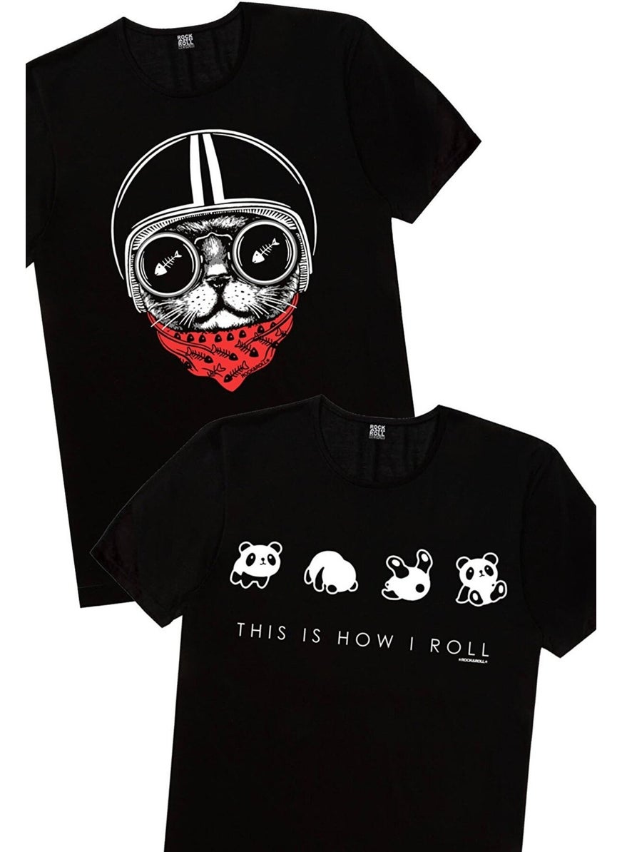 Helmet Cat, Panda Tumble Women's 2-Piece Eco Pack T-Shirt