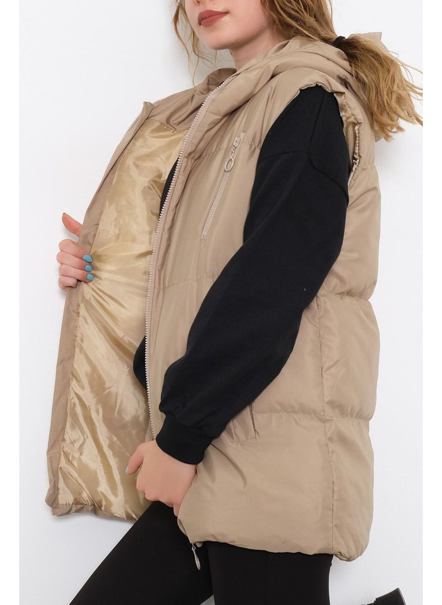 Hooded Puffer Vest Beige - 9884.1247.