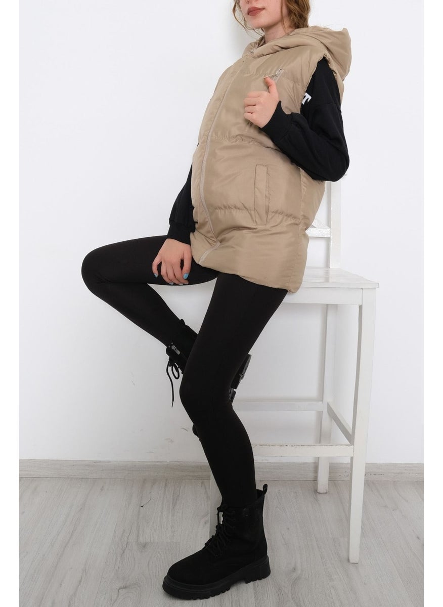 Hooded Puffer Vest Beige - 9884.1247.