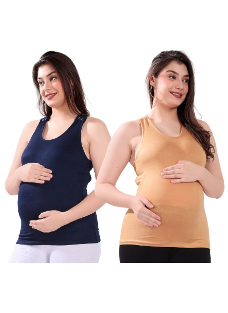 TUMMY Maternity and Nursing Tank Top Combo Pack  of 2