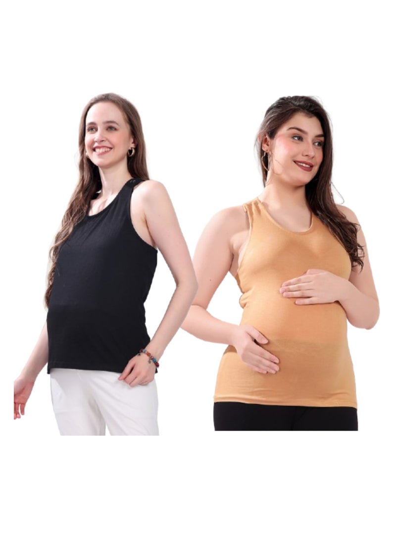 TUMMY Maternity and Nursing Tank Top Combo Pack  of 2