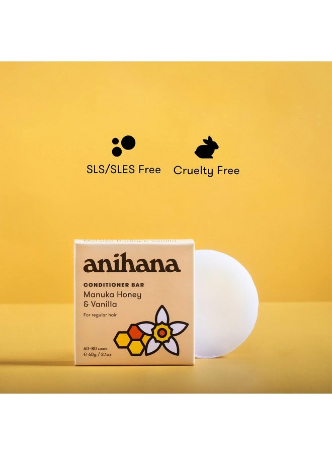 ANIHANA Conditioner Bar for Regular Normal Hair Clean Purifying Natural Healthy Look and Shine Paraben Free Manuka Honey and Almond 2.1 oz