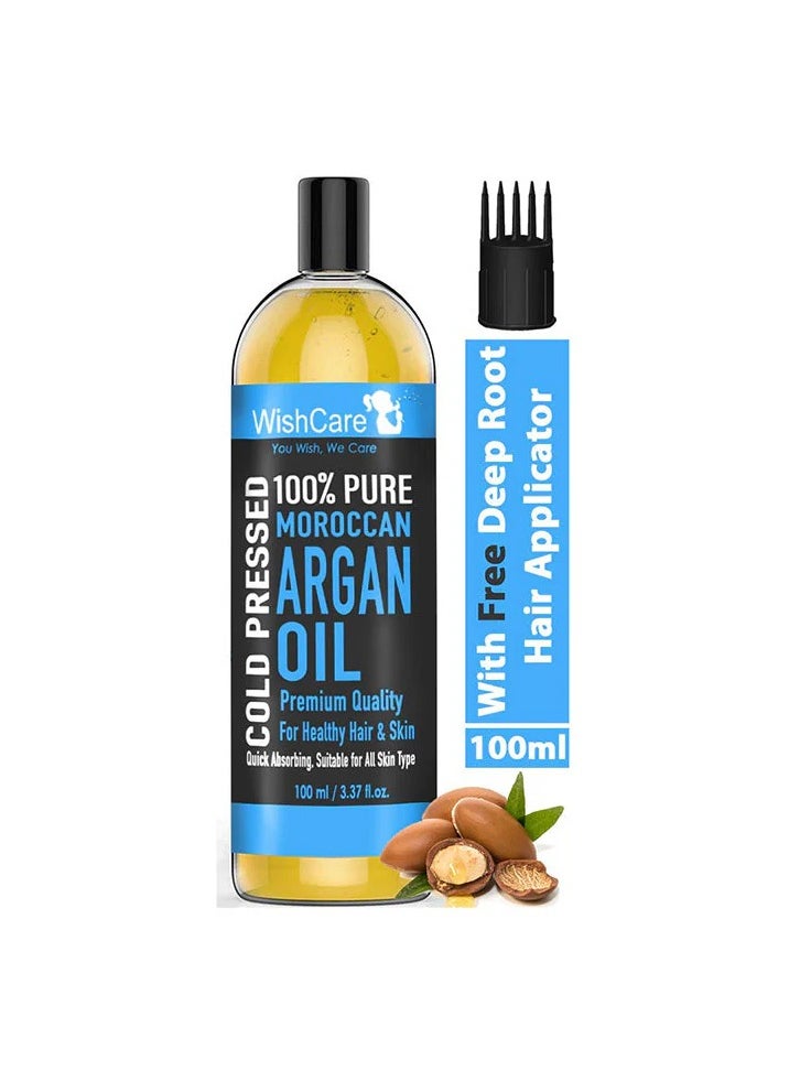 WishCare 100% Pure Cold Pressed Natural Moroccan Argan Oil for Healthy Hair Skin 100 ml