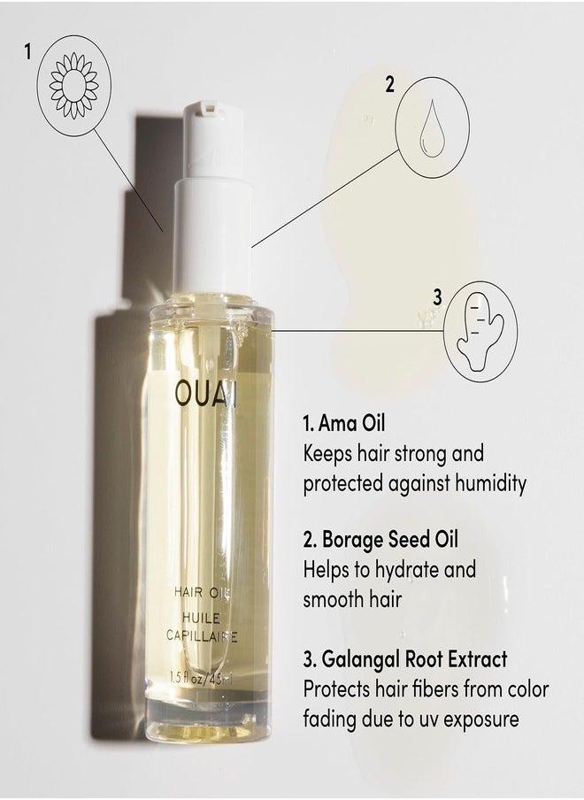 OUAI Hair Oil - Multi-Use Lightweight Hair Serum for Shine & Frizz Control, 45ml