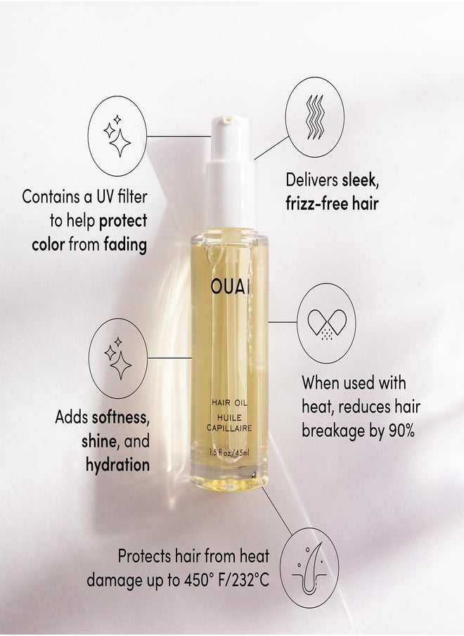 OUAI Hair Oil - Multi-Use Lightweight Hair Serum for Shine & Frizz Control, 45ml