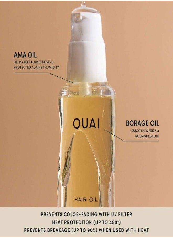 OUAI Hair Oil - Multi-Use Lightweight Hair Serum for Shine & Frizz Control, 45ml