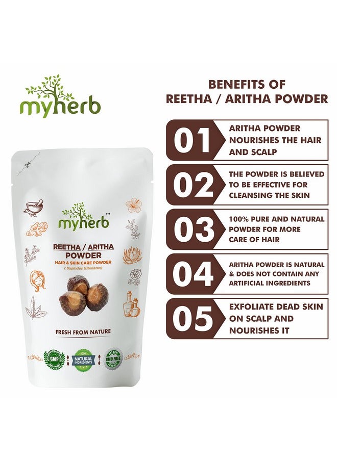 MYHERB Natural 100% Pure Organic Double Filtered Aritha/Reetha (Sapindus Trifoliatus) Powder || Ayurvedic Formula || For Face,Skin & Hair Care - 227 gm