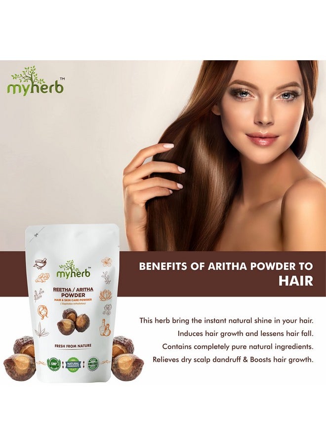 MYHERB Natural 100% Pure Organic Double Filtered Aritha/Reetha (Sapindus Trifoliatus) Powder || Ayurvedic Formula || For Face,Skin & Hair Care - 227 gm