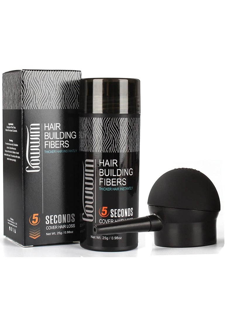 gowwim Hair Thickening Fibers Best 2-in-1 Kit Set,Keratin Hair Building Fibers & Spray Application Atomizador Pump Nozzle,Instantly Cover Sparse Hair Areas (Black)