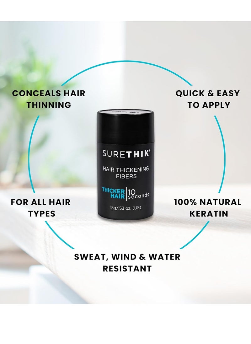 SURETHIK Hair Fibers for Thinning Hair, Building Hair Fibers to conceal thinning hair, Instantly Fuller Looking Hair for Men & Women, Dark Brown, 15g