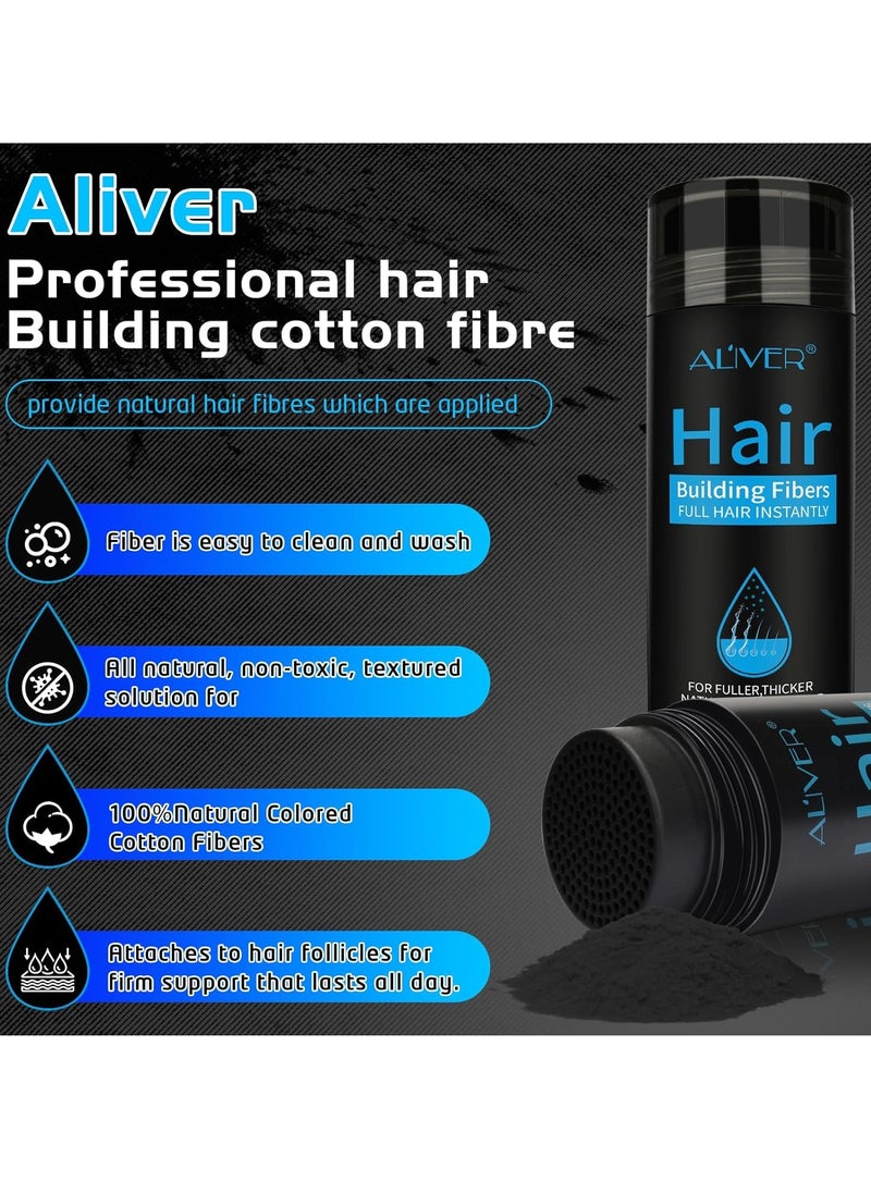 ALIVER Hair Fibers for Thinning Hair for Women & Men, Extra Spray Applicator, Black, 27.5 Gr Hair Powder Bald Spot Cover Up, Instantly Hair Filler, Undetected & Natural