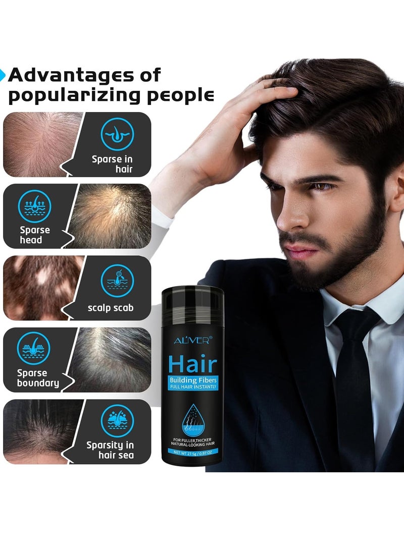 ALIVER Hair Fibers for Thinning Hair for Women & Men, Extra Spray Applicator, Black, 27.5 Gr Hair Powder Bald Spot Cover Up, Instantly Hair Filler, Undetected & Natural