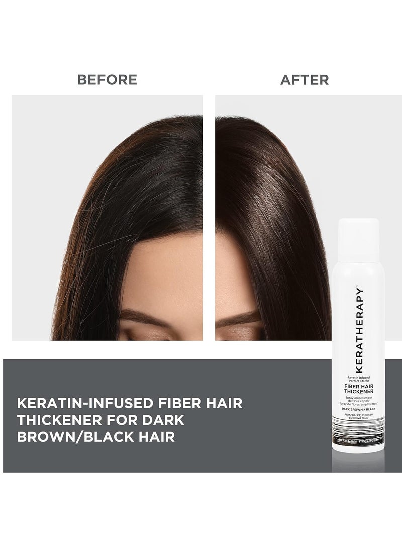 Keratherapy Keratin Infused Perfect Match Fiber Hair Thickener Spray, Dark Brown to Black, 4 fl. oz., 140 ml - Volumizing, Thickening, & Concealing Hairspray for Scalp Coverage, Roots & Thinning Areas