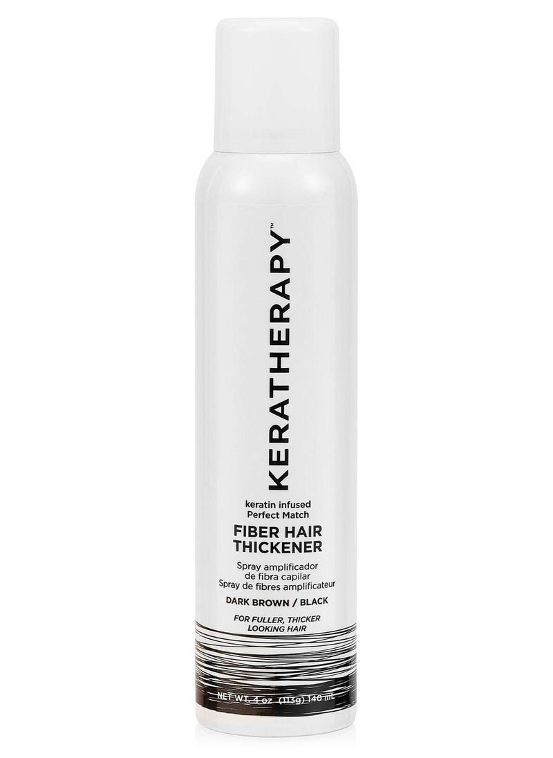Keratherapy Keratin Infused Perfect Match Fiber Hair Thickener Spray, Dark Brown to Black, 4 fl. oz., 140 ml - Volumizing, Thickening, & Concealing Hairspray for Scalp Coverage, Roots & Thinning Areas