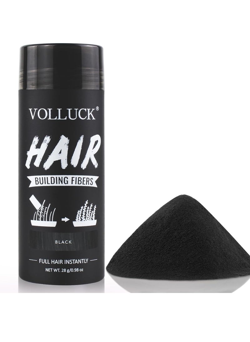 Hair Fibers for Thinning Hair for Women and Men, Hair Color for Gray Hair Coverage Thicker Fuller Hair Loss Instantly Hair Building Fibers Root Touch Up Natural Formula 28g (Black)