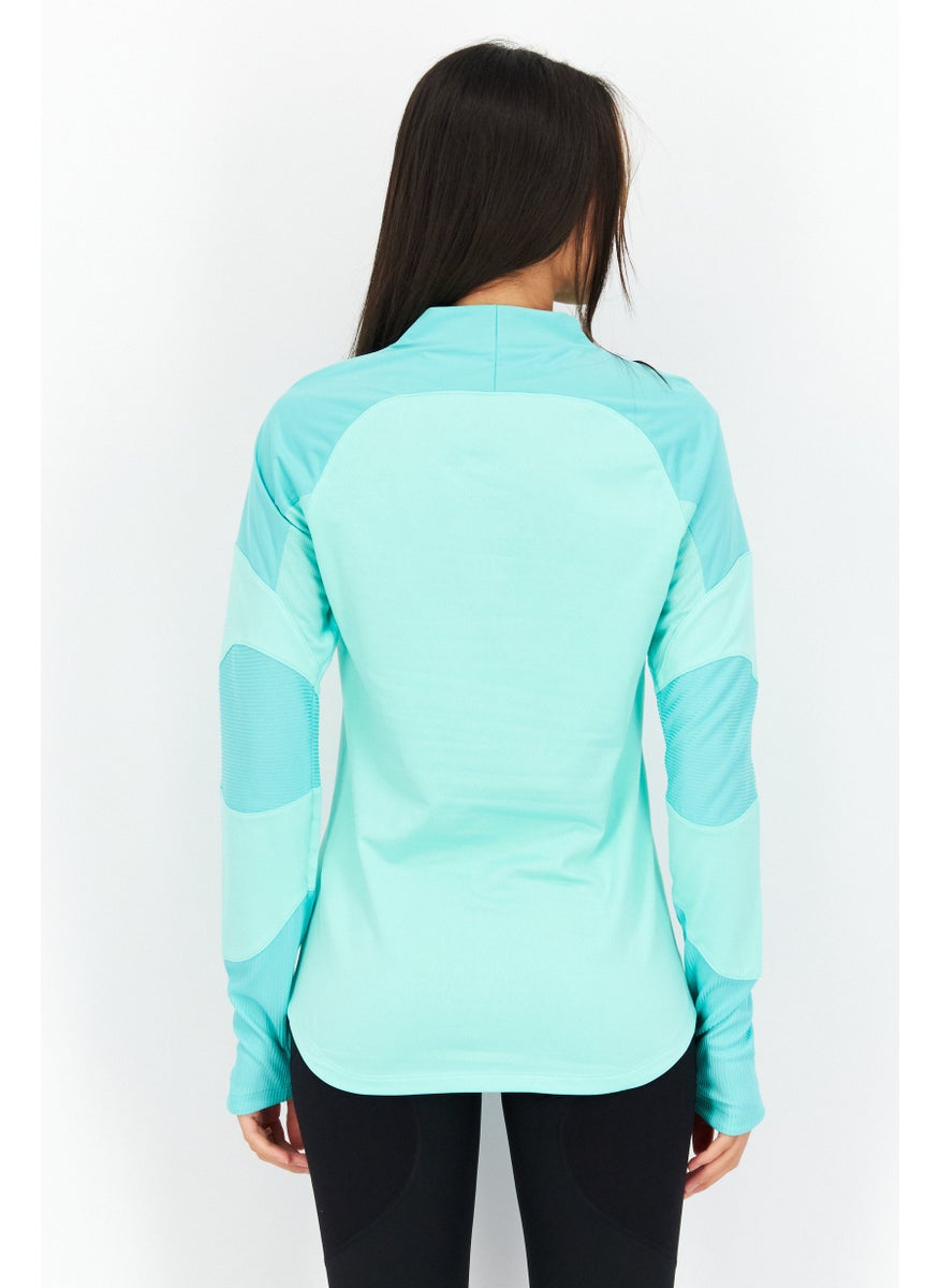 Women Sportswear Fit Half Zipper Training Sweatshirt, Mint Green