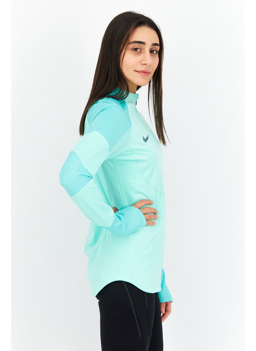 Women Sportswear Fit Half Zipper Training Sweatshirt, Mint Green