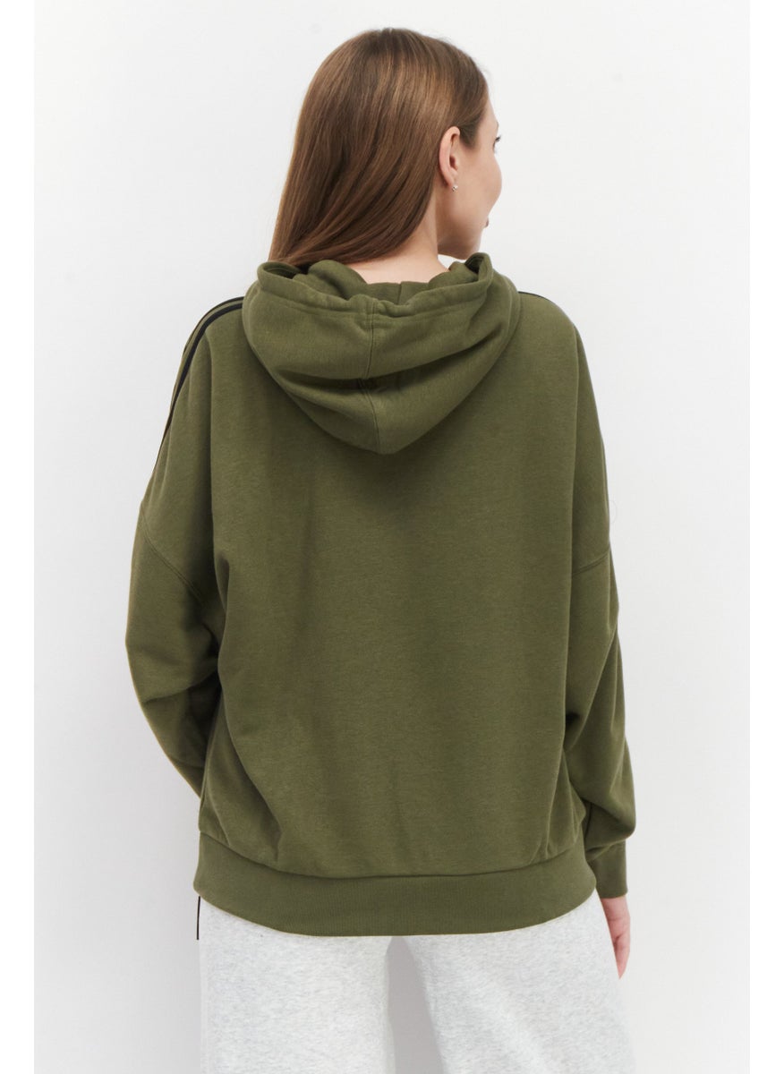 Women Sportswear Fit Long Sleeve Hooded Outdoor Sweatshirt, Olive