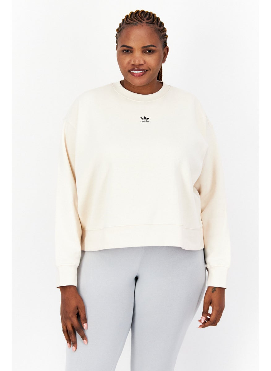 Women Plus Size Outdoor Sweatshirt, Beige