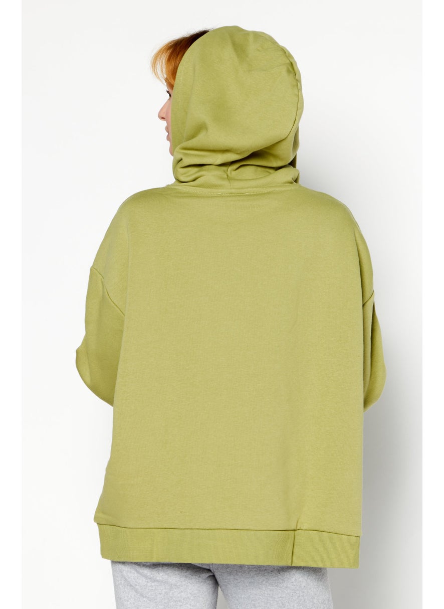 Women Long Sleeves Brand Logo Hoodie, Olive