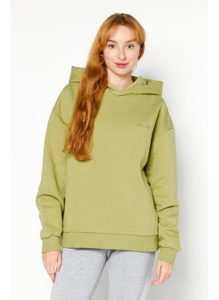 Women Long Sleeves Brand Logo Hoodie, Olive