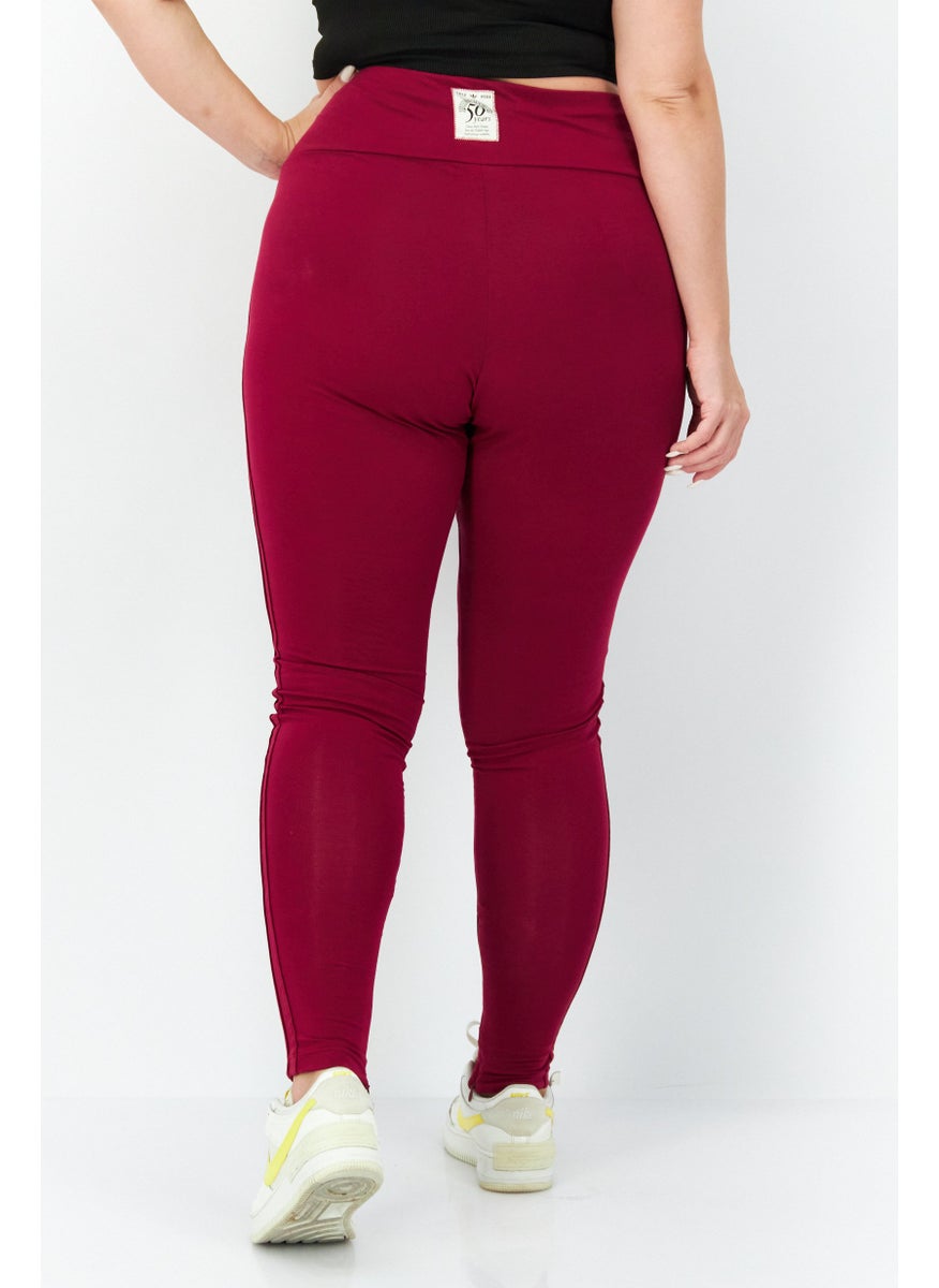 Women Plus Size Training Tights, Maroon