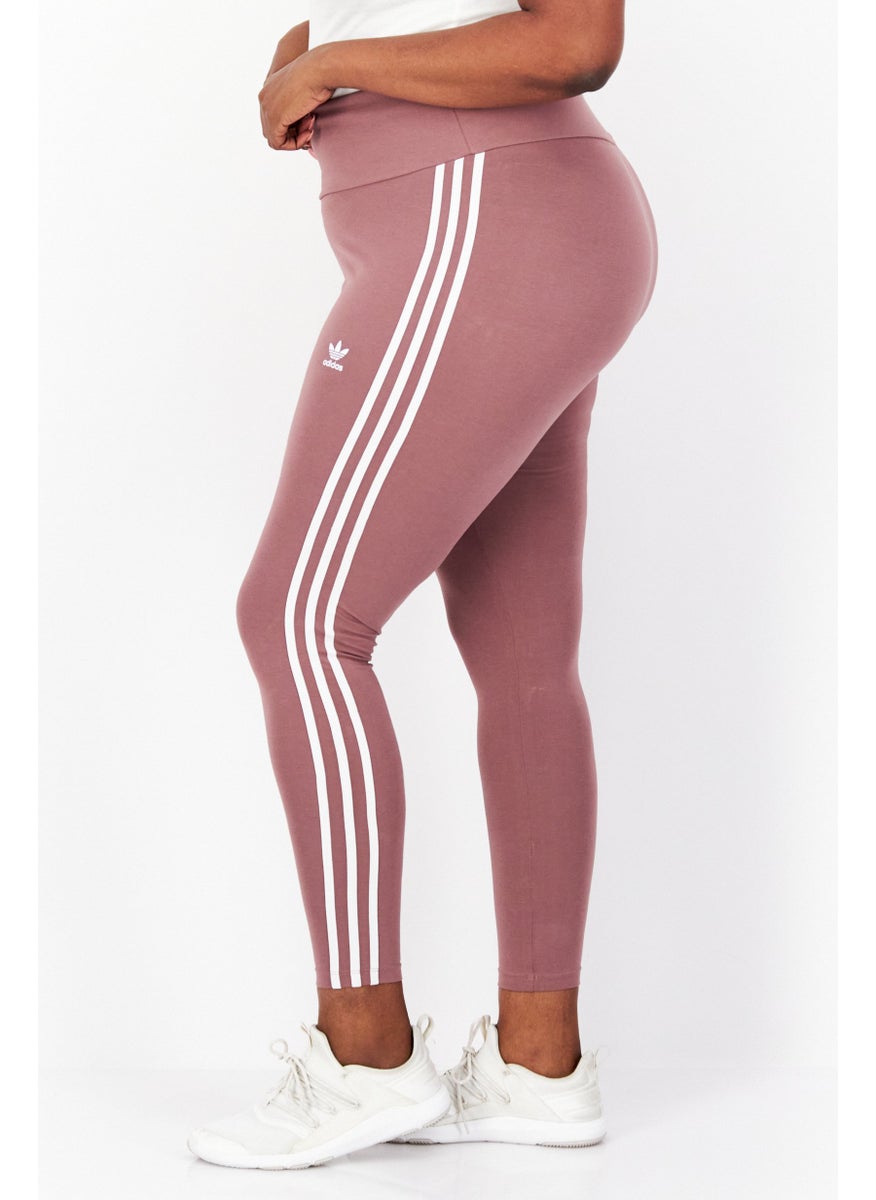 Women Plus Size Running Sweatpants, Mauve/White