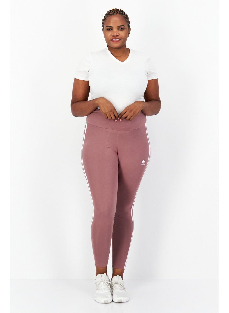 Women Plus Size Running Sweatpants, Mauve/White