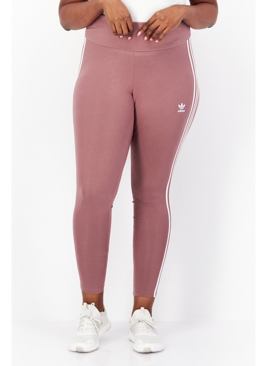 Women Plus Size Running Sweatpants, Mauve/White