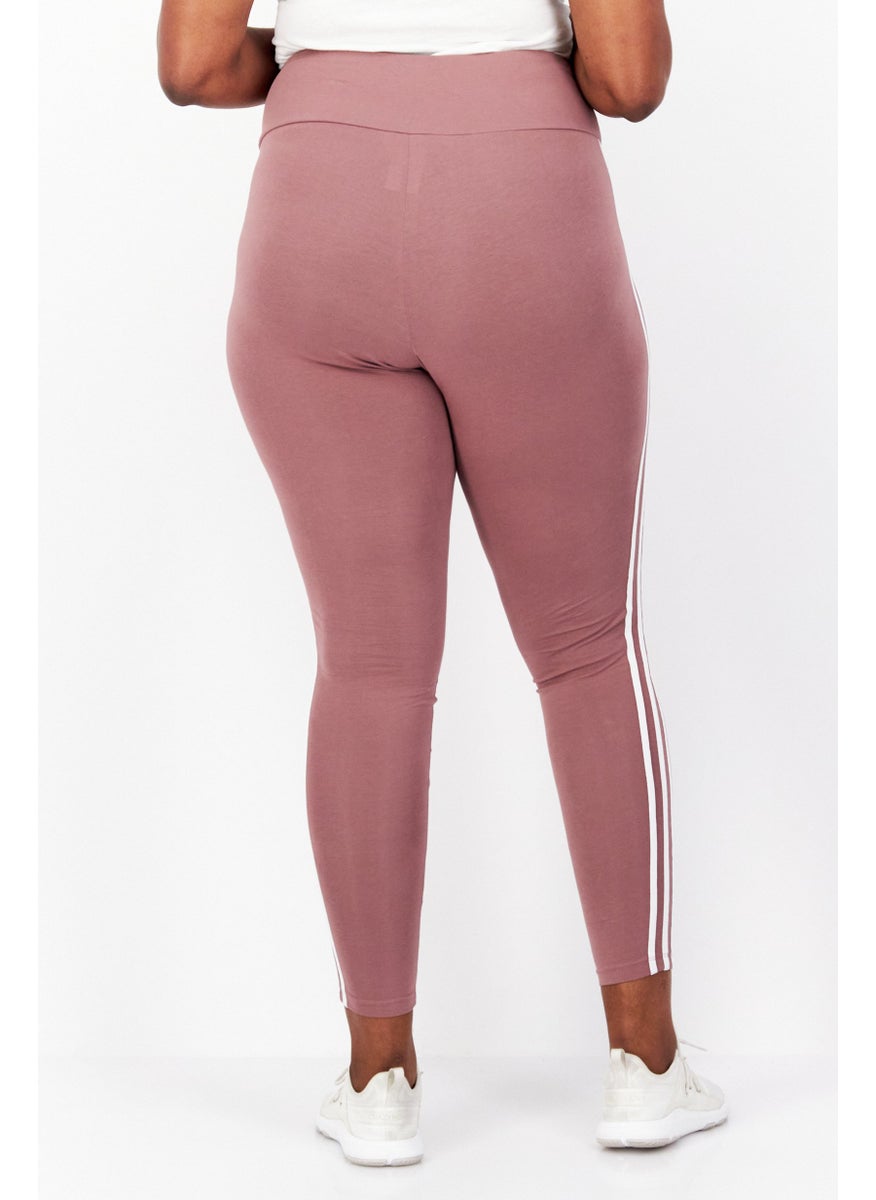 Women Plus Size Running Sweatpants, Mauve/White