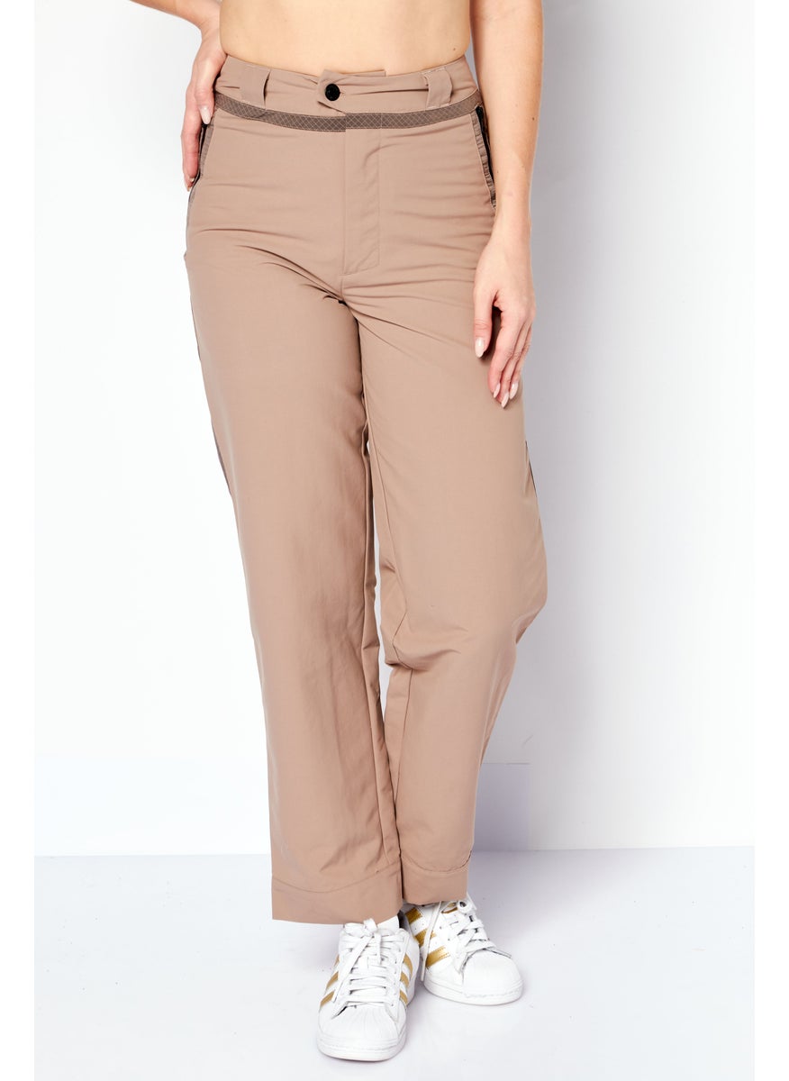 Women Sportswear Fit Outdoor Track Pants, Taupe