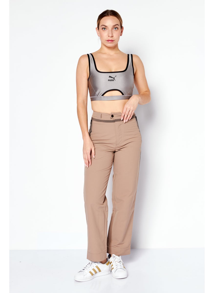 Women Sportswear Fit Outdoor Track Pants, Taupe