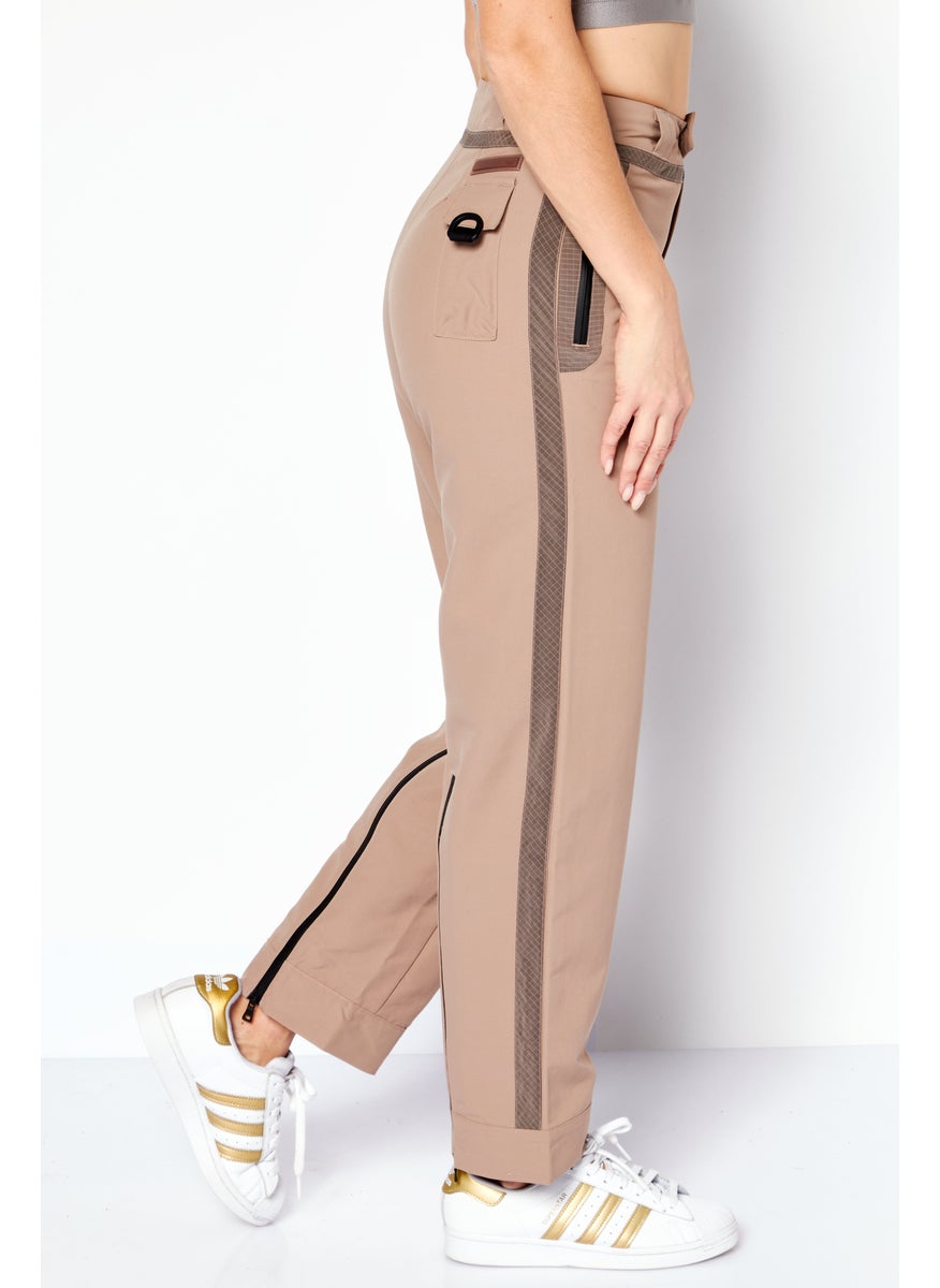 Women Sportswear Fit Outdoor Track Pants, Taupe