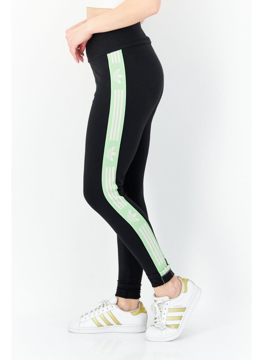 Women Sportswear Fit Pull On Training Leggings, Black/Green