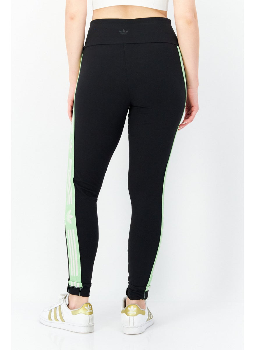 Women Sportswear Fit Pull On Training Leggings, Black/Green