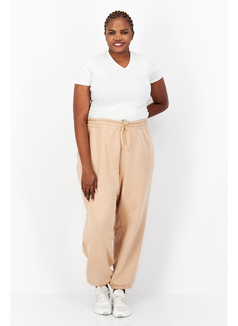 Women Plus Size Training Sweatpants, Beige