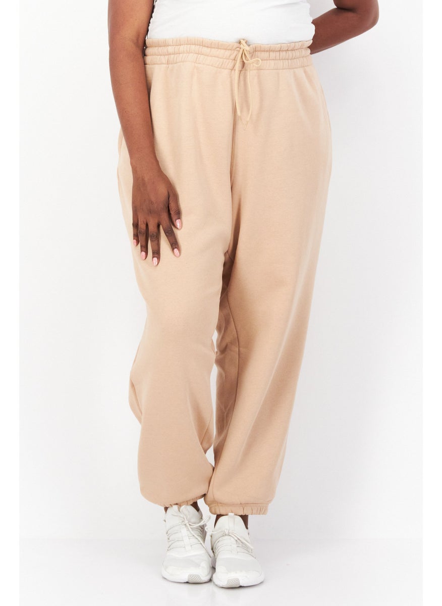 Women Plus Size Training Sweatpants, Beige