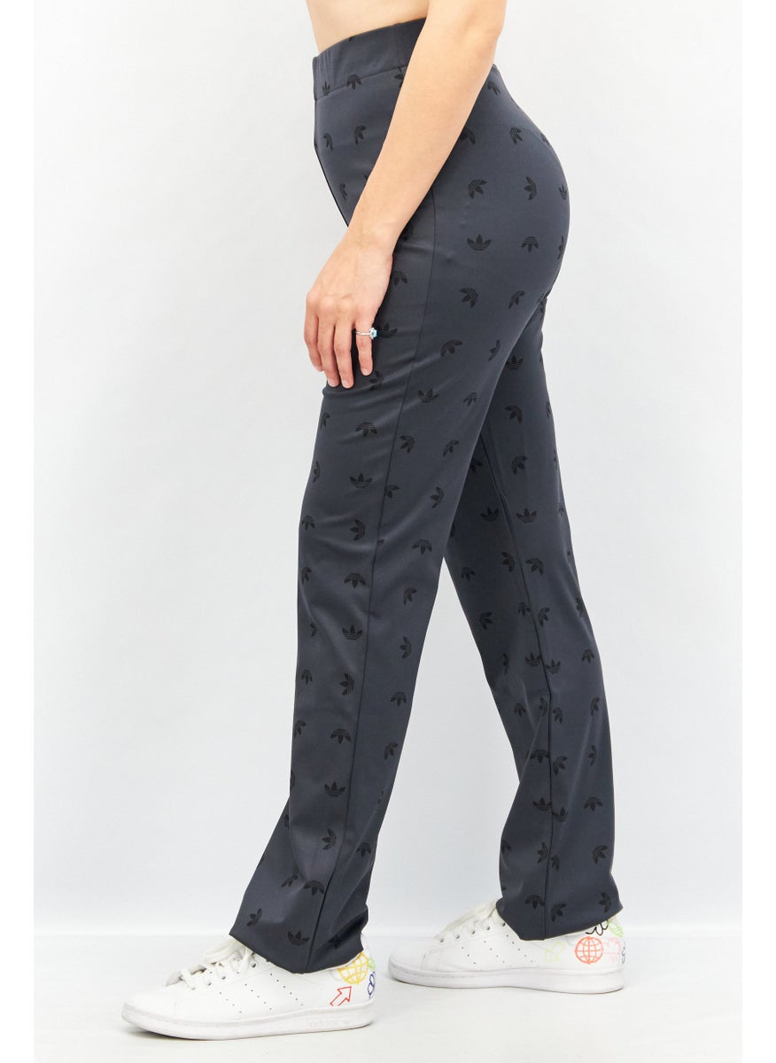 Women Sportswear Fit Allover Print Pull On Pant, Charcoal Grey